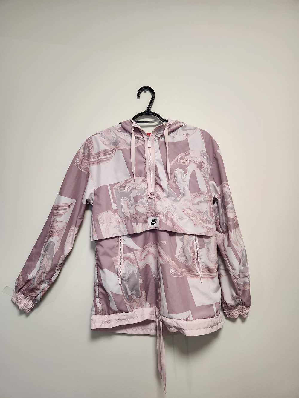 Nike Women’s Pink Marble Half-Zip Utility Jacket with Hood